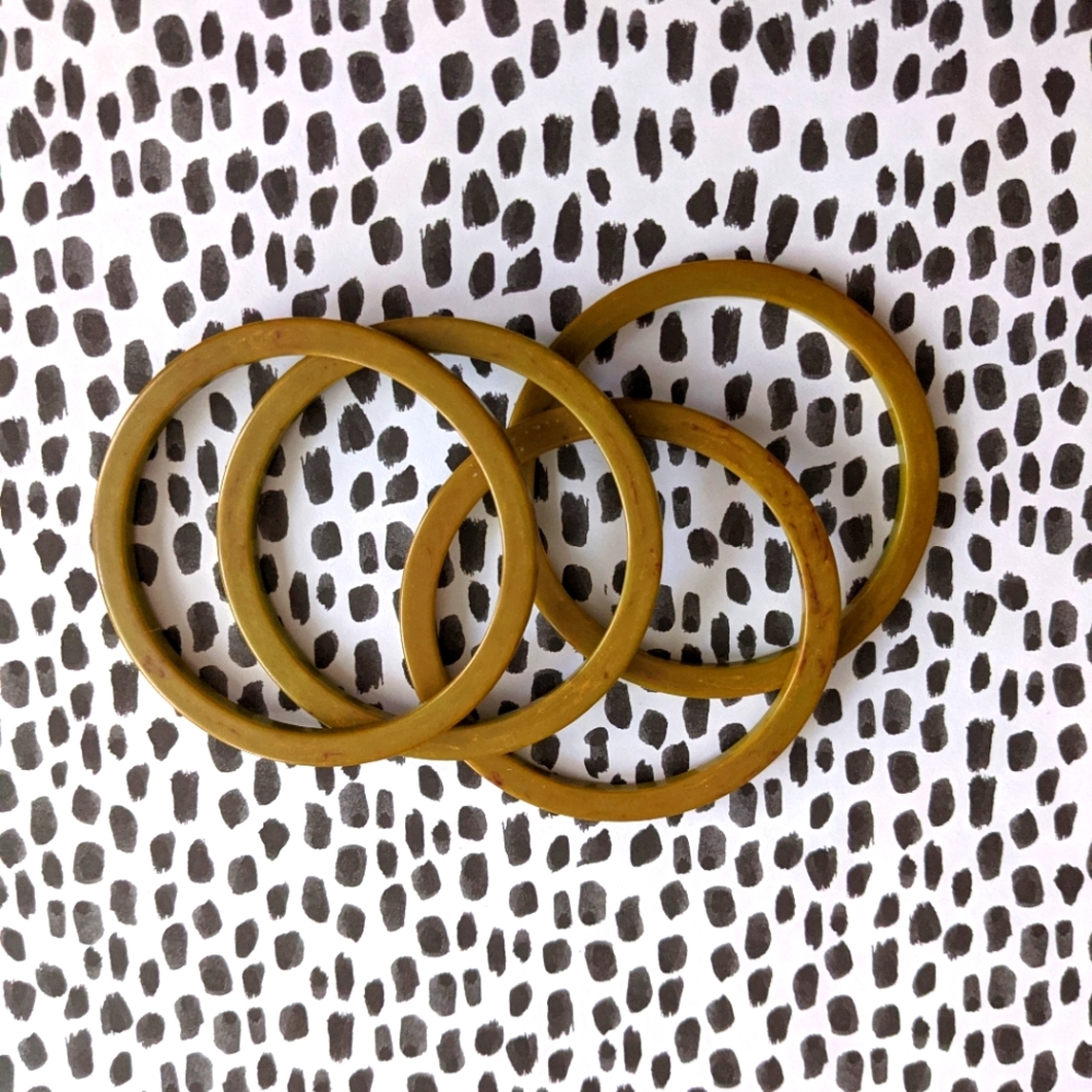 Vintage Bakelite Set of 4 Marbled Brown/Green Bangles